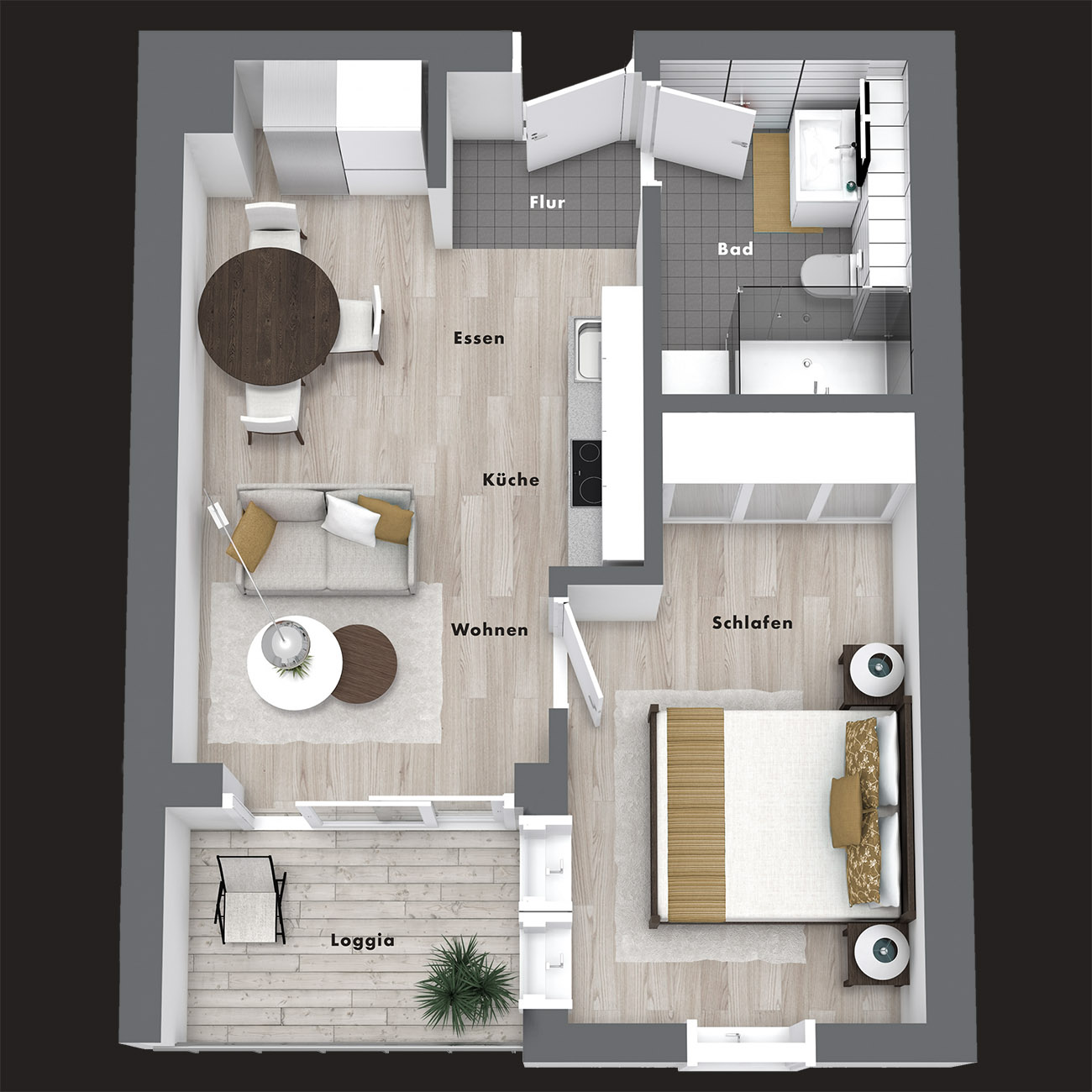 Der Grundriss des Primera Apartments Comfort.